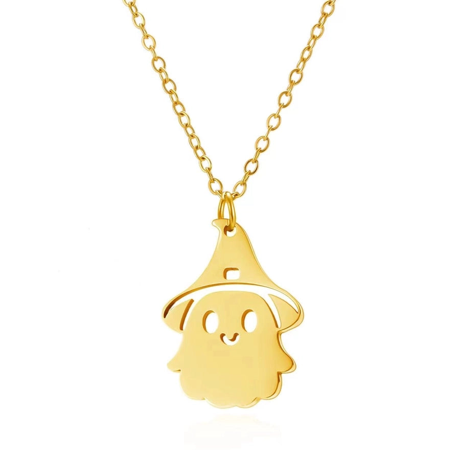 New Halloween Element Titanium Steel Necklace Pumpkin Head Ghost Ornament Fashion  Witch Design Sense Ornament Necklace