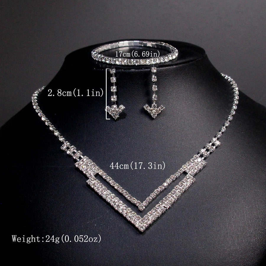 Elegant Lady Streetwear Water Droplets Tassel Heart Shape Copper Alloy Plating Inlay Rhinestones Zircon Women's Earrings Necklace Jewelry Set
