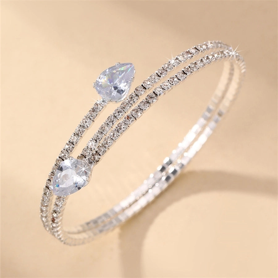 modern style simple style triangle water droplets bow knot artificial gemstones artificial pearl inlay rhinestones pearl women's bangle