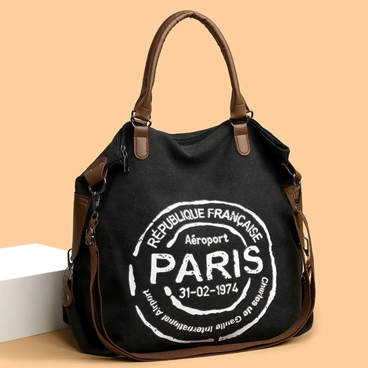 Women's Medium Canvas Letter Basic Classic Style Square Zipper Crossbody Bag