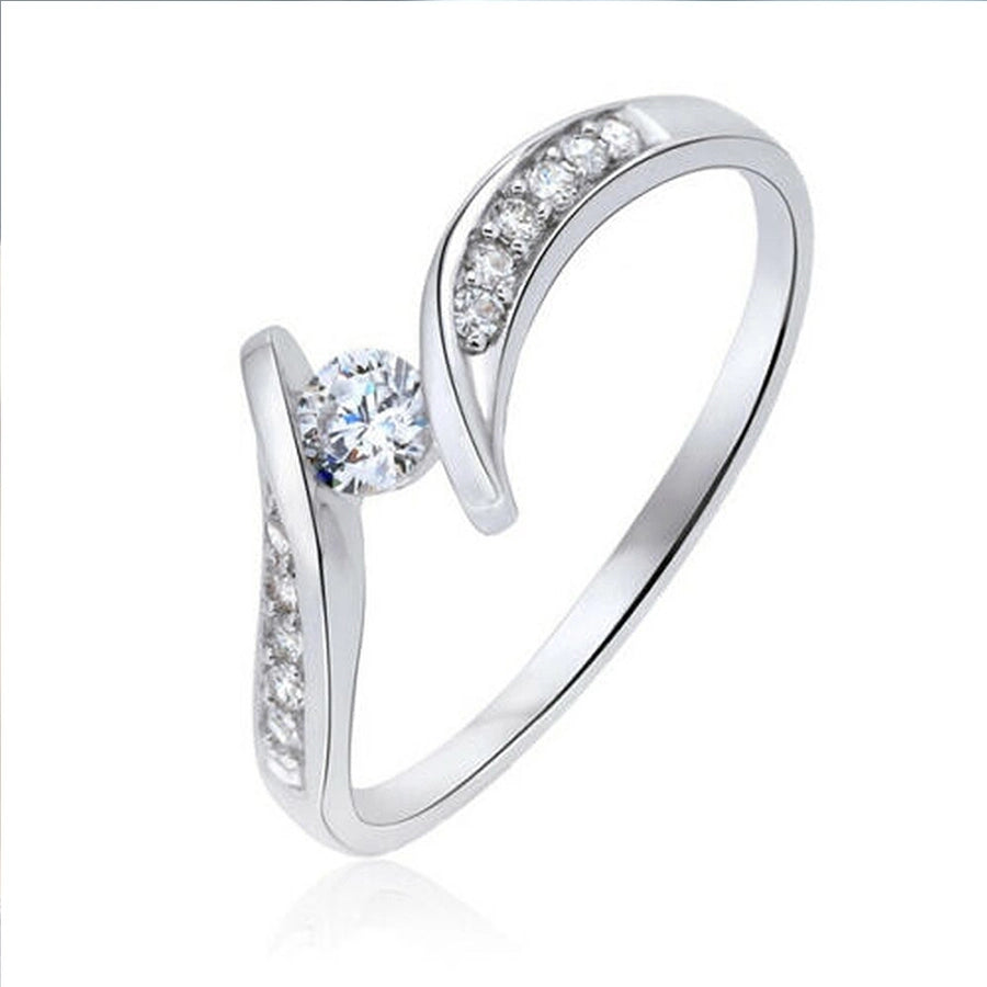 simple style geometric copper rings plating inlay zircon copper rings