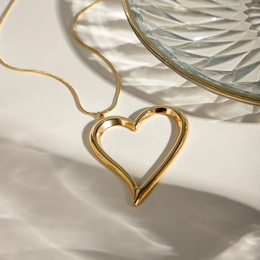 Jewelry IG Style Basic Classic Style Heart Shape 304 Stainless Steel 18K Gold Plated Plating Earrings Necklace