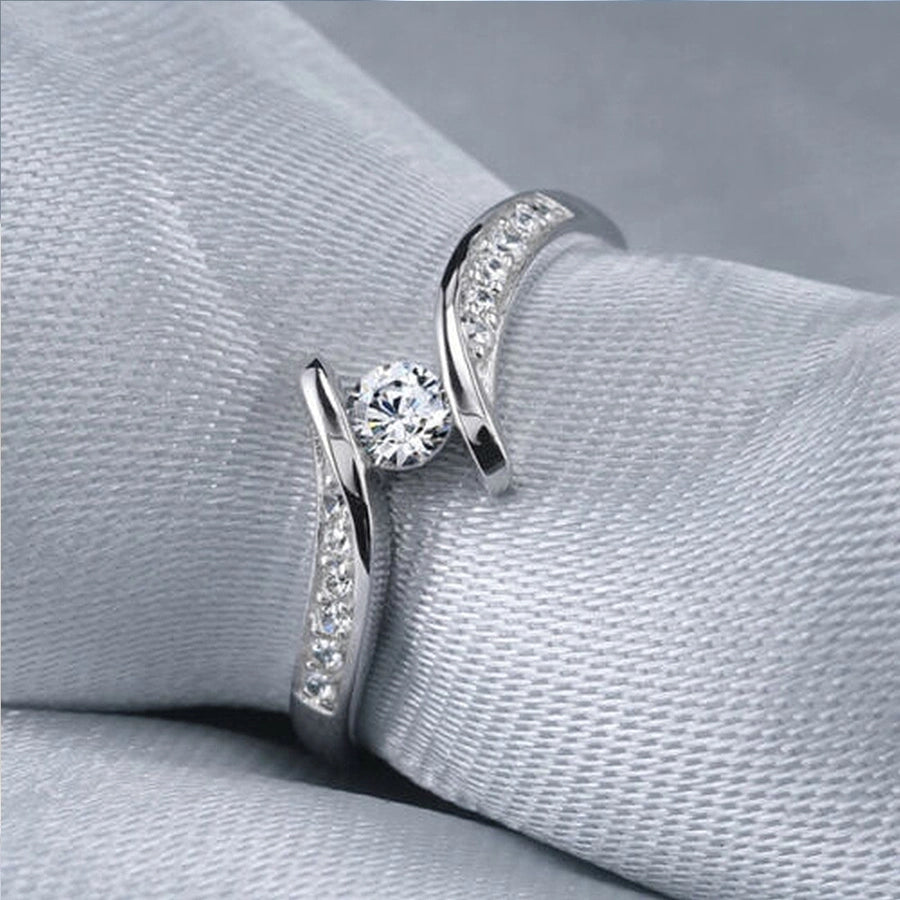 simple style geometric copper rings plating inlay zircon copper rings