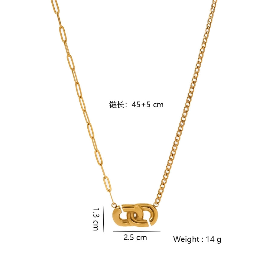 Hot Selling Crossed Circle Stainless Steel Earrings Female Furnace Vacuum Vapor Plating 18K Gold Earrings Necklace Suit