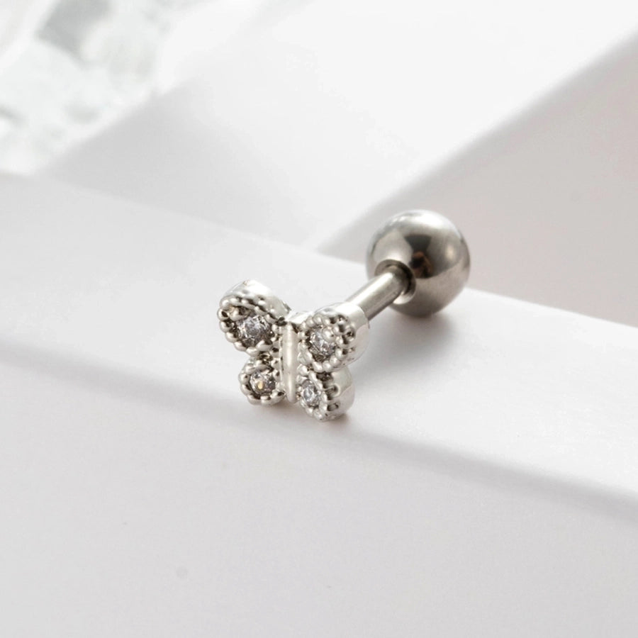 1 Piece Ear Cartilage Rings & Studs Geometric 316L Stainless Steel  Copper Inlaid Zircon