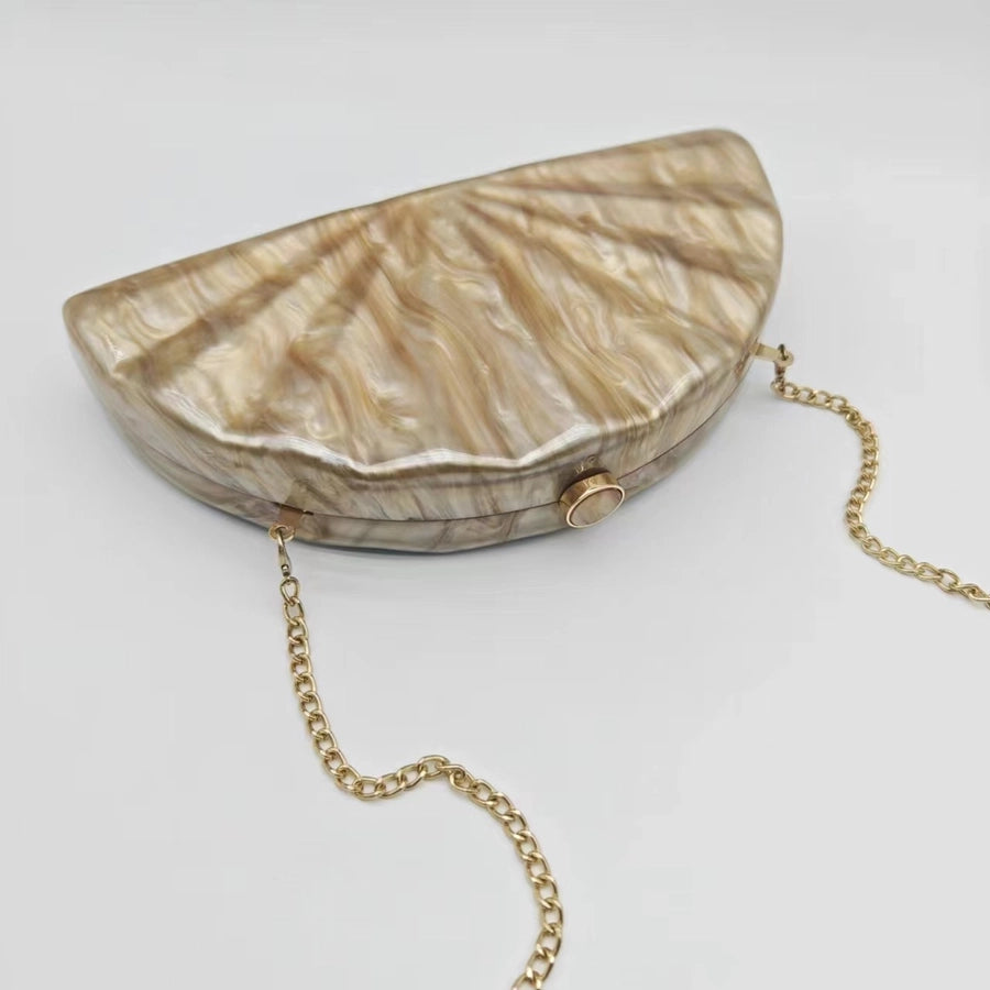 Coffee Green White Arylic Solid Color Semicircle Evening Bags