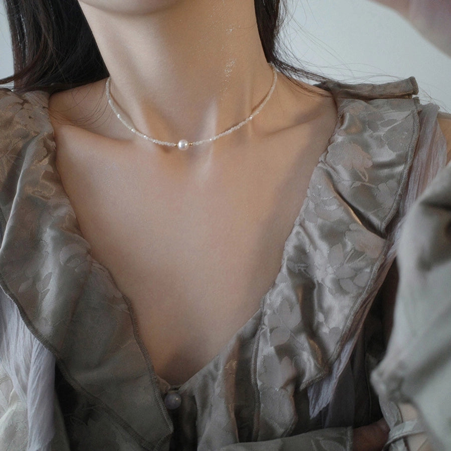 simple style geometric freshwater pearl necklace