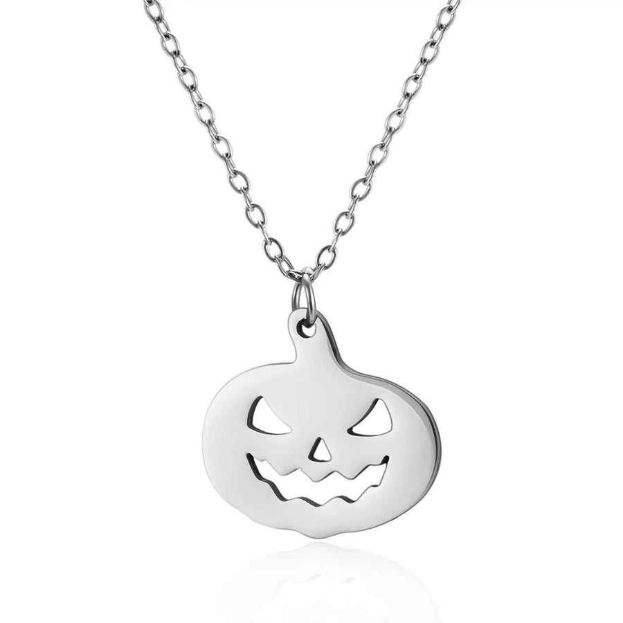 New Halloween Element Titanium Steel Necklace Pumpkin Head Ghost Ornament Fashion  Witch Design Sense Ornament Necklace
