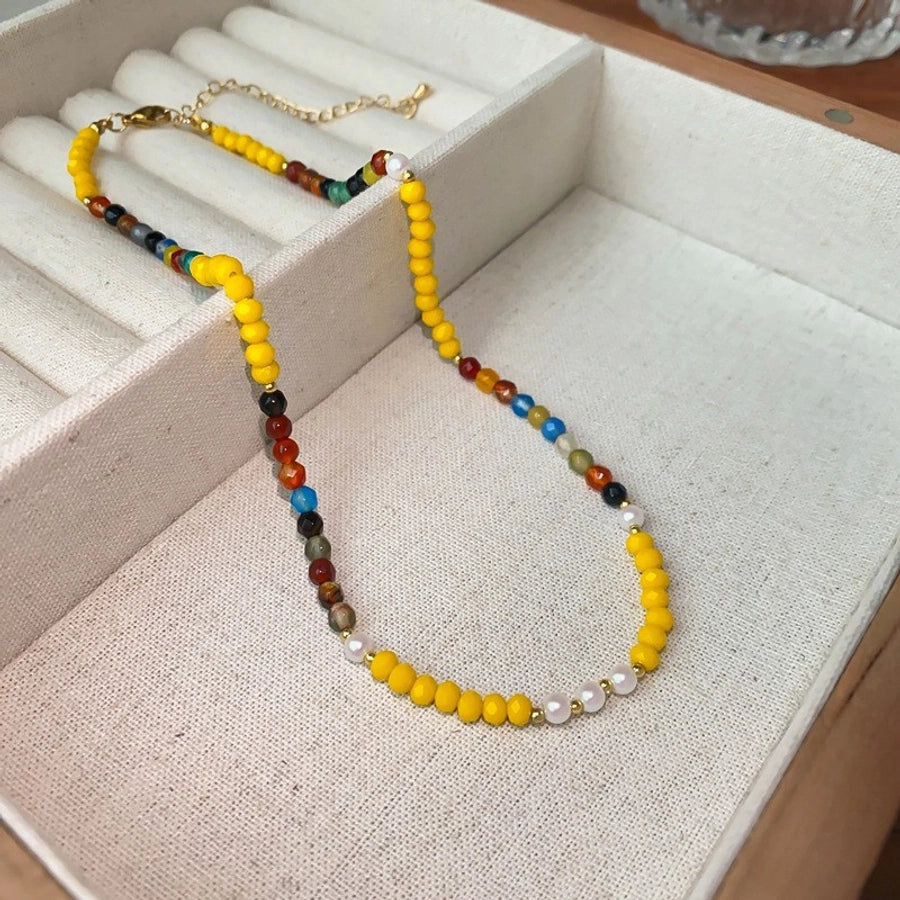 natural stone Freshwater Pearl Simple Style Beaded Geometric Necklace