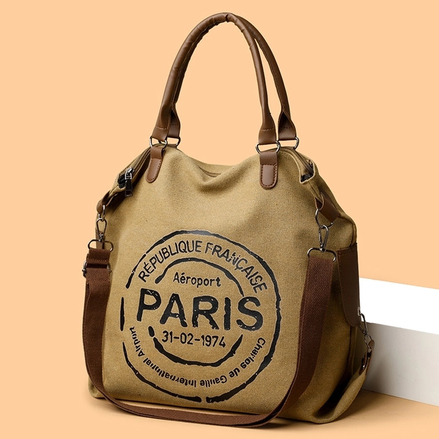 Women's Medium Canvas Letter Basic Classic Style Square Zipper Crossbody Bag