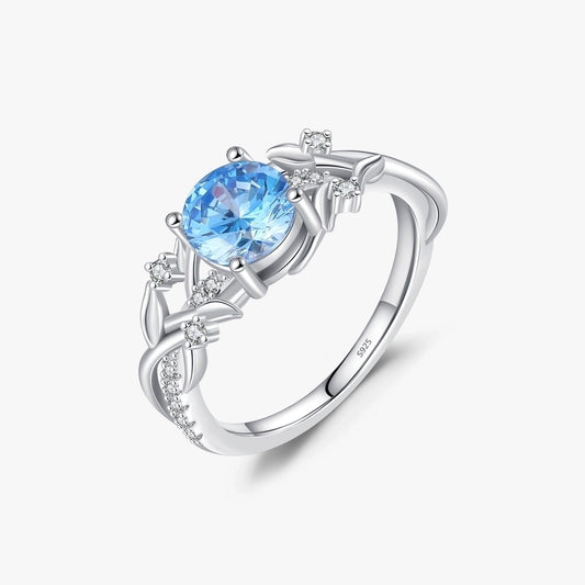 Sterling Silver Rhodium Plated Simple Style Shiny Inlay Round Zircon Rings
