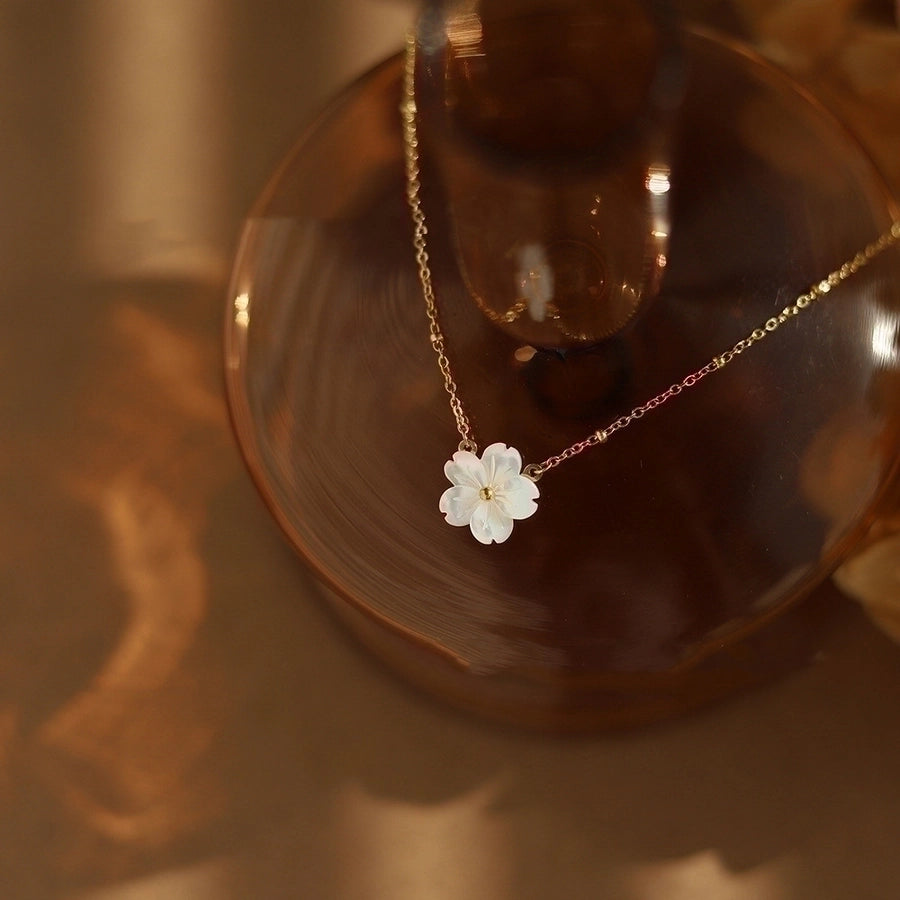 Jewelry Sweet Flower 201 Stainless Steel Shell Plating Pendant Necklace