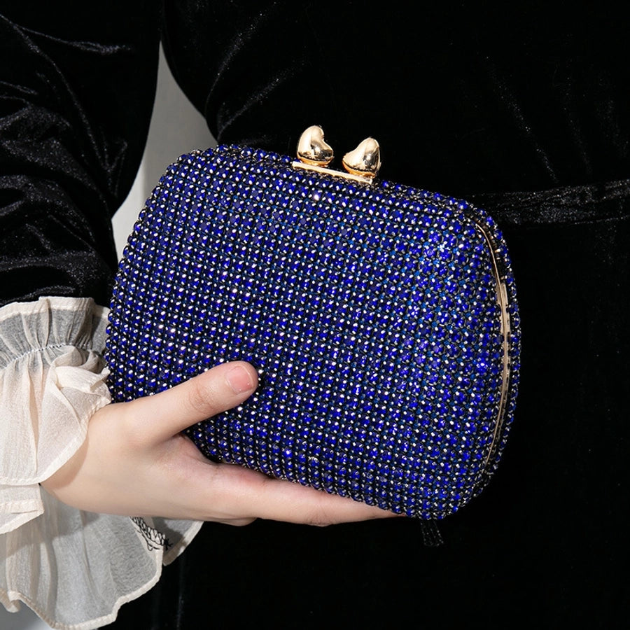 Silver Black Red Pu Leather Solid Color Square Evening Bags